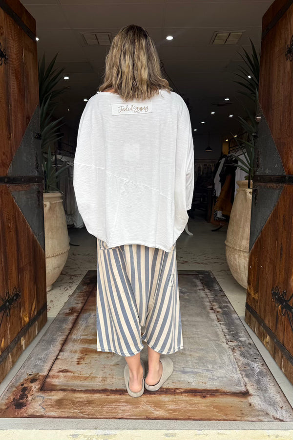 EARTHSONG HAREM PANTS - CHAMBRAY STRIPE