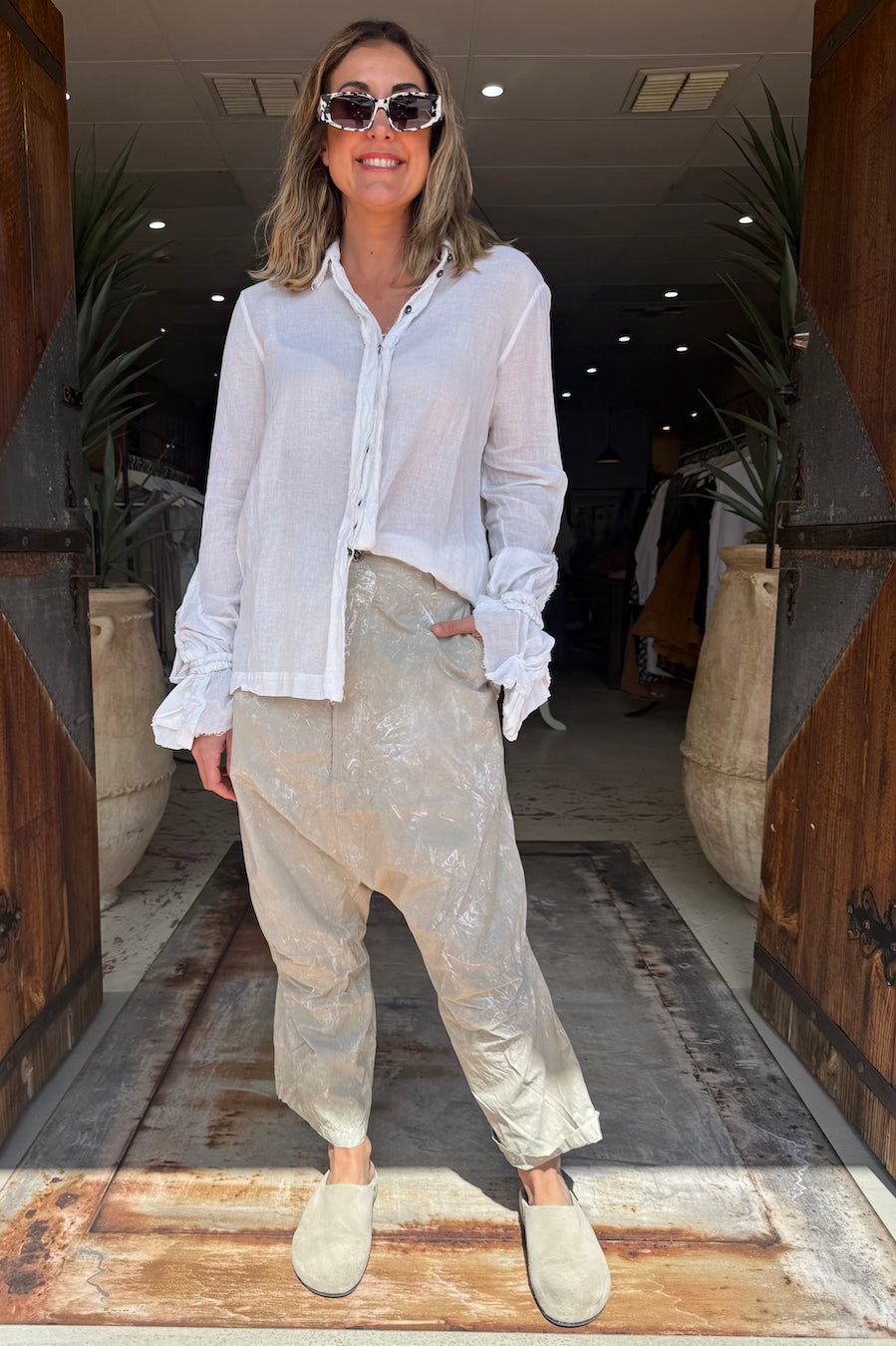 PANT DROP LINEN FOG