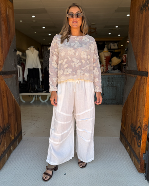 CROP T-SHIRT LONG SLEEVE - 100% FLOWER COTTON TULLE