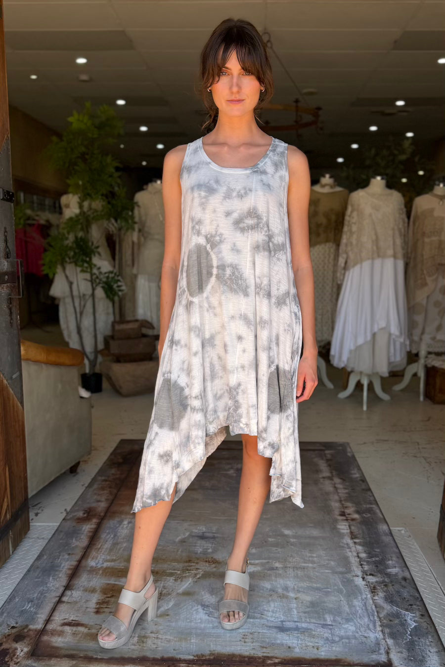 SHORT BALLET SLIP TIE DYED - GRAY CRUMPLE