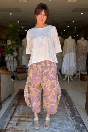 BASIC PANTS - LAVENDER SCROLL GOLD