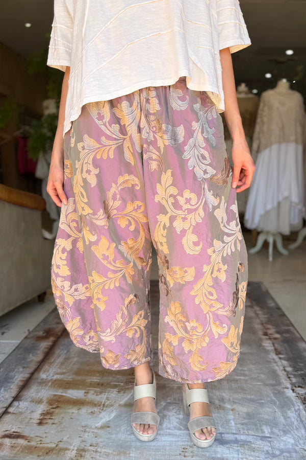 BASIC PANTS - LAVENDER SCROLL GOLD