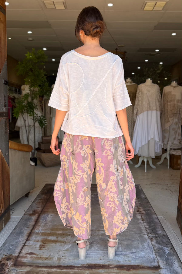 BASIC PANTS - LAVENDER SCROLL GOLD