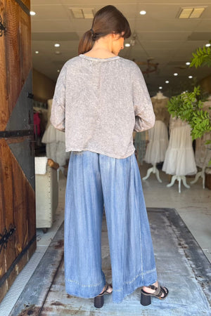 CROP FOLKLORE T-SHIRT LONG SLEEVE - ASH