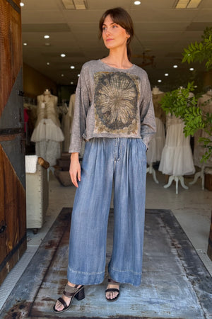 CROP POD T-SHIRT LONG SLEEVE - ASH