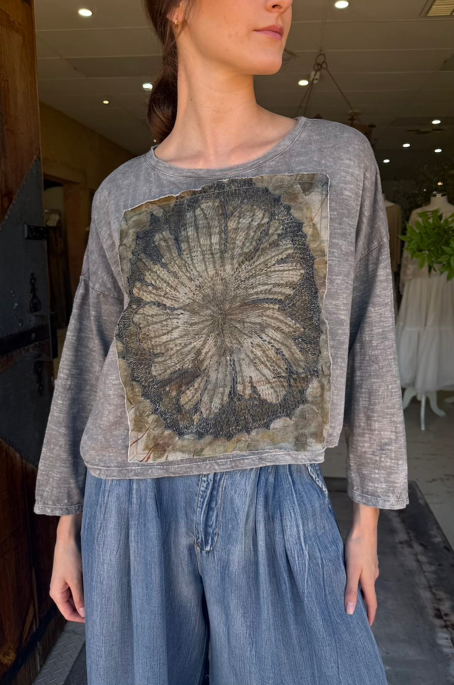 CROP POD T-SHIRT LONG SLEEVE - ASH