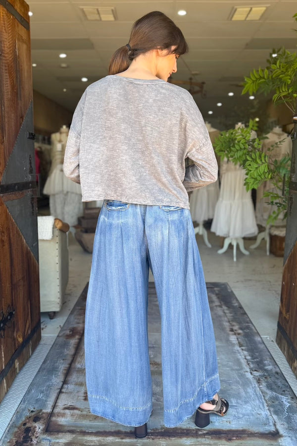 CROP POD T-SHIRT LONG SLEEVE - ASH