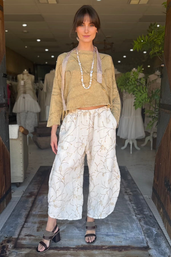 CROP CACTUS T-SHIRT LONG SLEEVE - FAWN