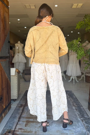 CROP CACTUS T-SHIRT LONG SLEEVE - FAWN