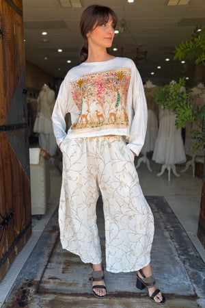 CROP BABYLON T-SHIRT LONG SLEEVE - CREAM