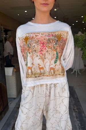 CROP BABYLON T-SHIRT LONG SLEEVE - CREAM