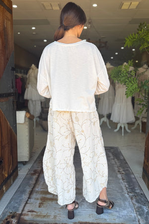 CROP BABYLON T-SHIRT LONG SLEEVE - CREAM