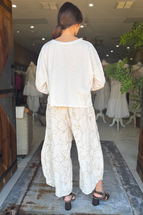 CROP BABYLON T-SHIRT LONG SLEEVE - WHITE