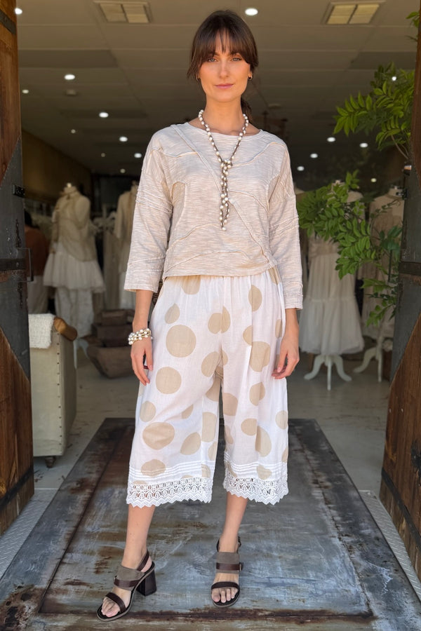 CROP CACTUS T-SHIRT LONG SLEEVE - OAT