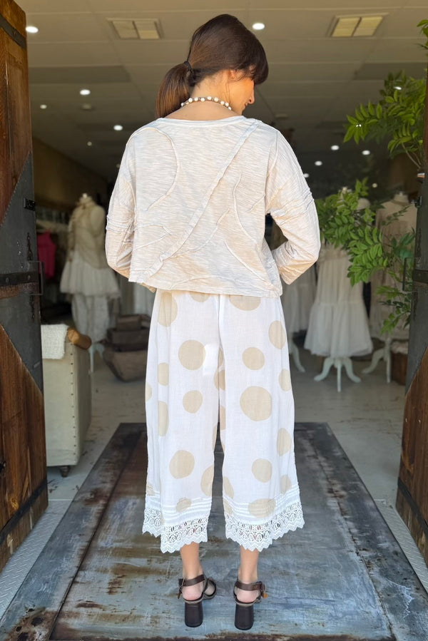 CROP CACTUS T-SHIRT LONG SLEEVE - OAT