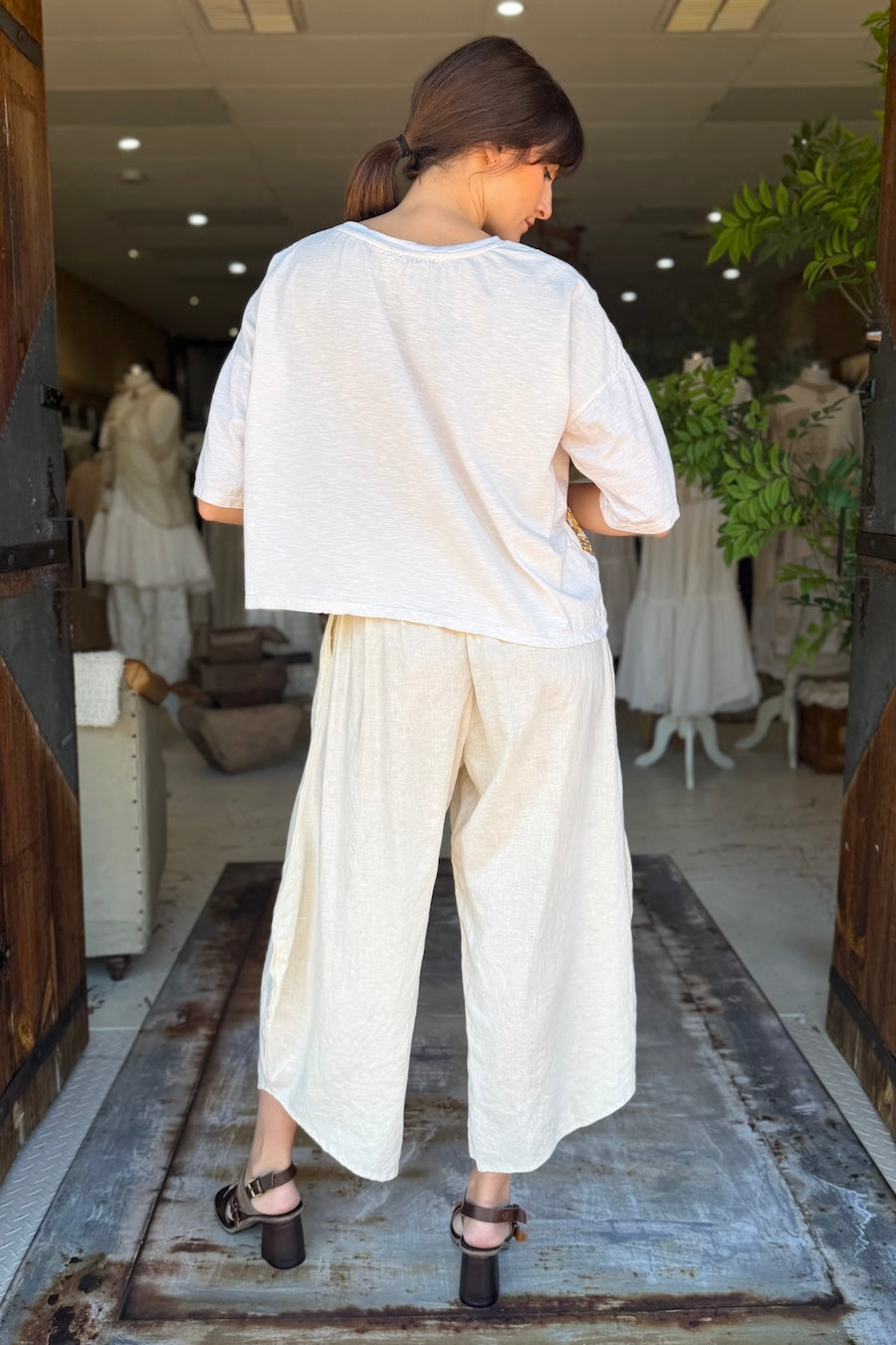 CROP GRASSHOPPER T-SHIRT SHORT SLEEVE - OFF WHITE