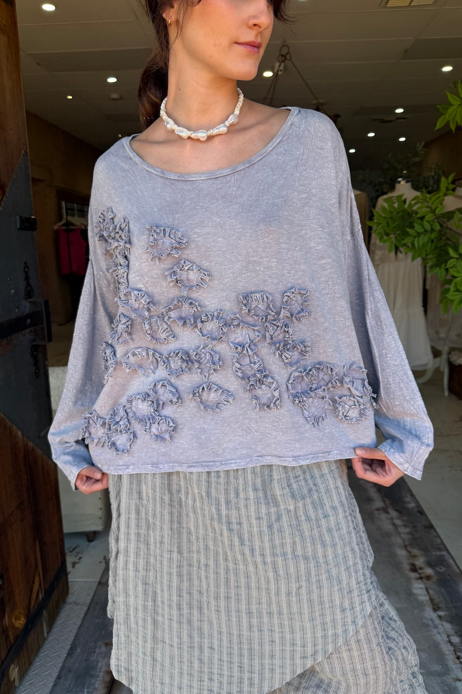 CROP ANEMONE T-SHIRT LONG SLEEVE - NICKEL