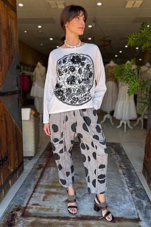 CROP WILDFLOWERT-SHIRT LONG SLEEVE - WHITE