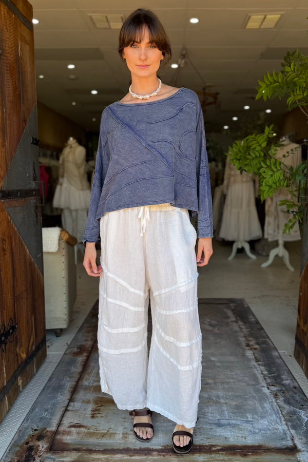 CROP CACTUS T-SHIRT LONG SLEEVE - DENIM