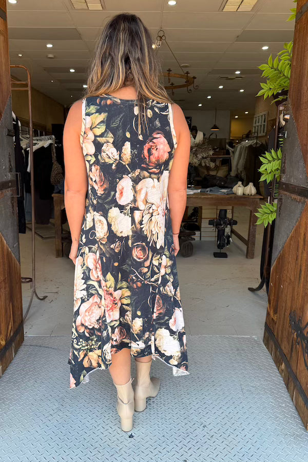 LONG BALLET SLIP - BLACK PEONY