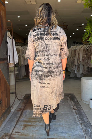TISLA TUNIC DRESS - SAND ALL OVER PRINT