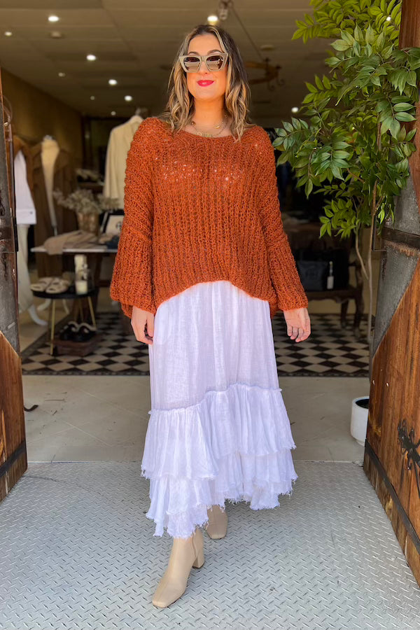 V-NECK KNIT ALPACA - RUST