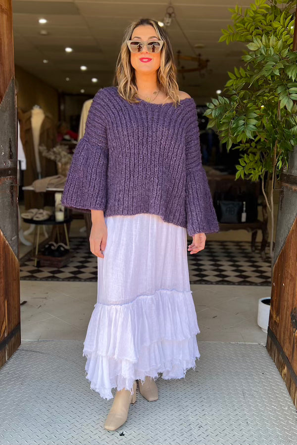 V-NECK KNIT ALPACA - PURPLE