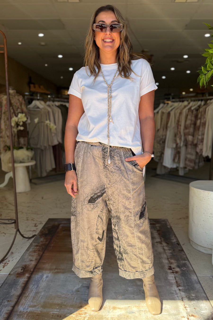 MIRRO PANTS - SAND ALL OVER PRINT
