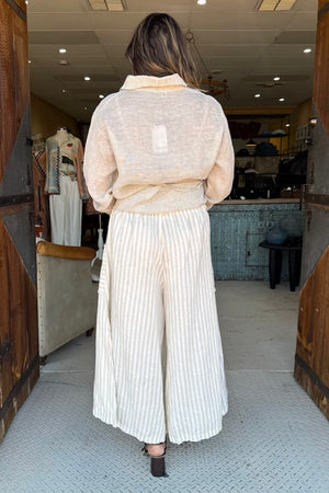 PALAZZO PANT - STRIPED OAT
