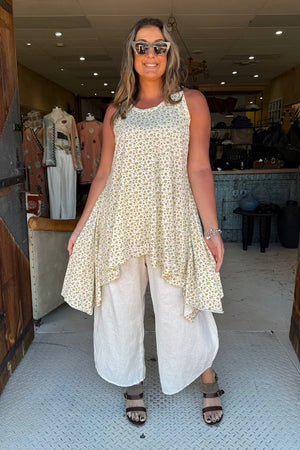 SHORT BALLET SLIP - WHEAT SMALL FLOWER