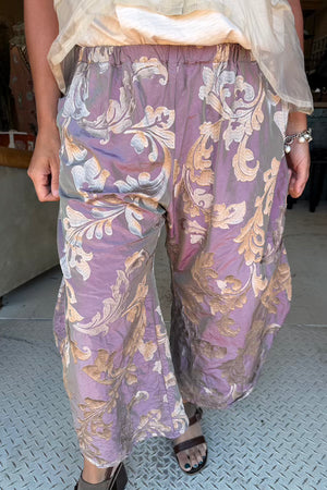 BASIC PANTS - LAVENDER SCROLL GOLD