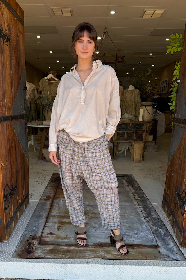 BARN PANTS - DOVE PLAID