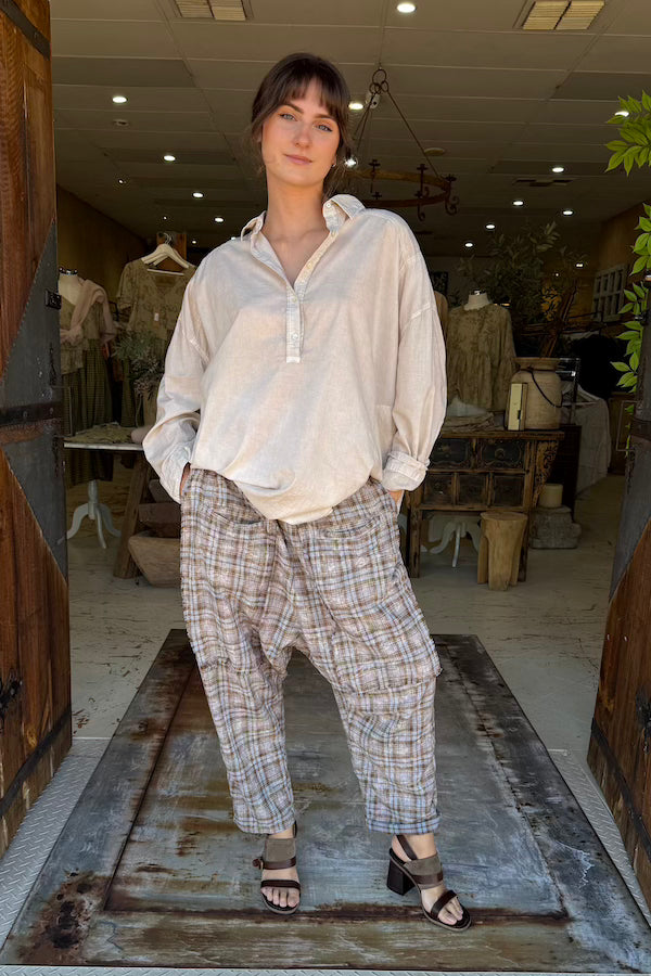 BARN PANTS - DOVE PLAID