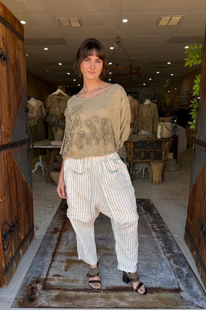 BARN PANTS - ALABASTER STRIPED LINEN