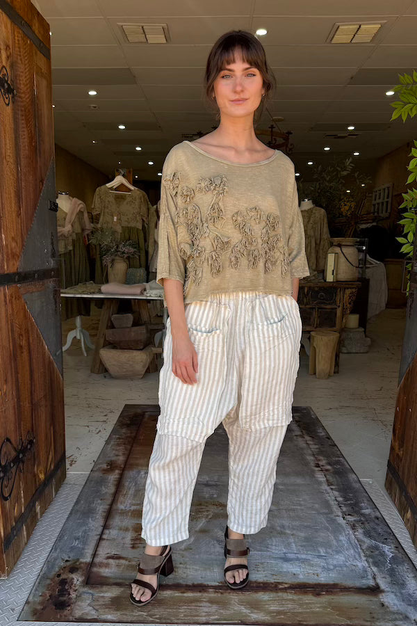 BARN PANTS - ALABASTER STRIPED LINEN