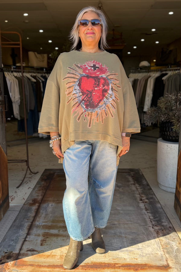DANCE WITH THE MOON SWEATSHIRT - OLIVE SACRED HEART