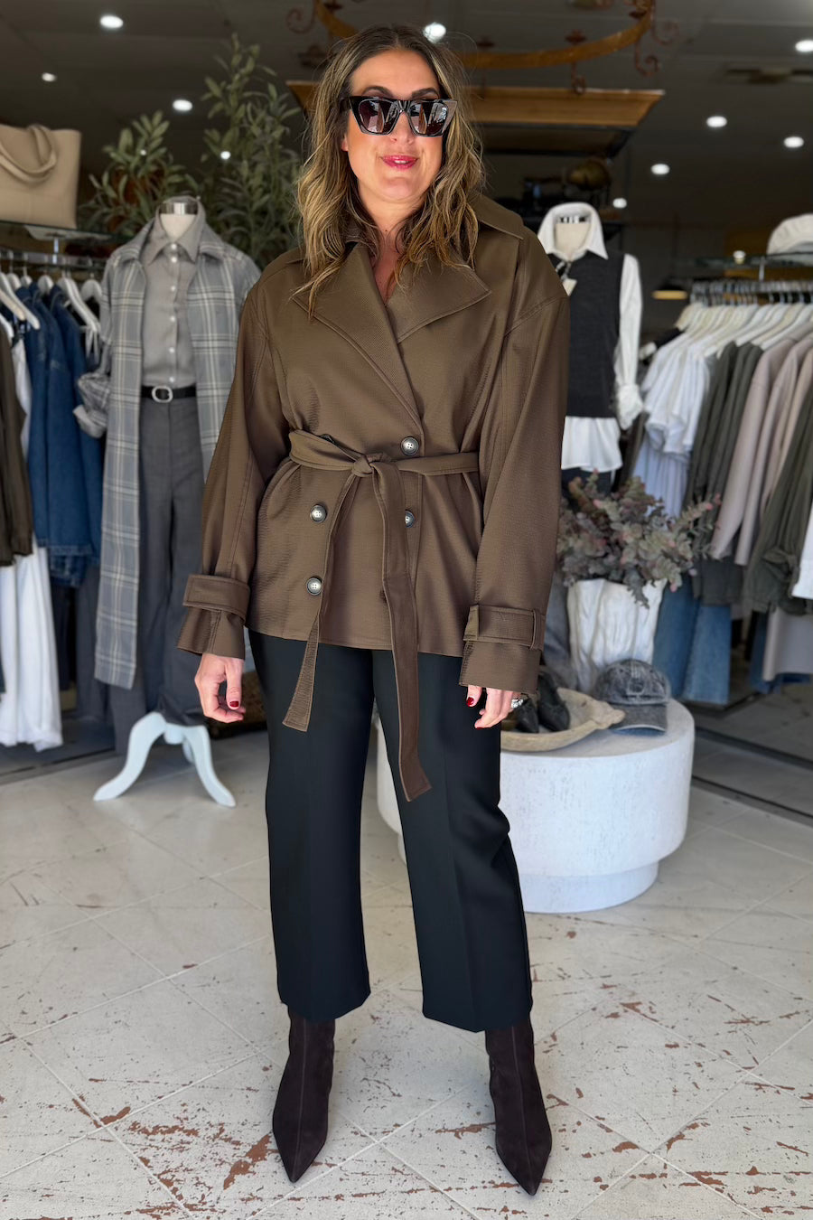 MALIA BELTED JACKET - MOCHA