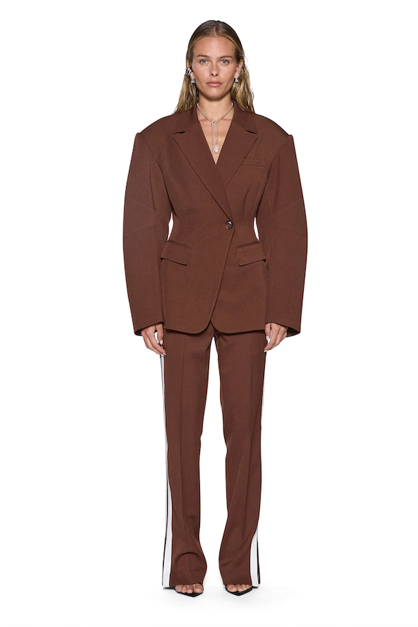 DARE CINCHED BLAZER - CHOCOLATE