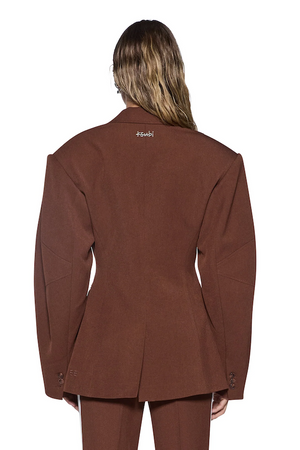 DARE CINCHED BLAZER - CHOCOLATE