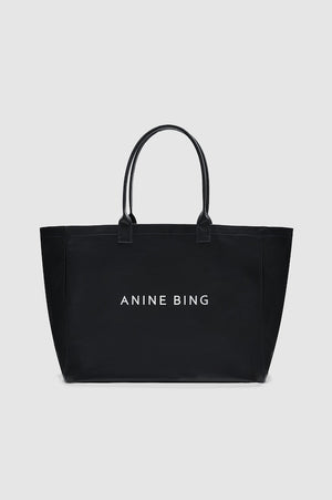 LEO COATED CANVAS TOTE - BLACK