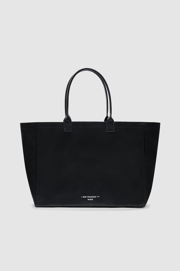 LEO COATED CANVAS TOTE - BLACK