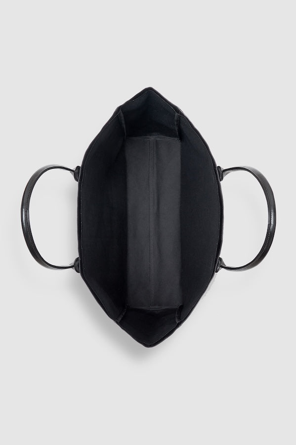 LEO COATED CANVAS TOTE - BLACK