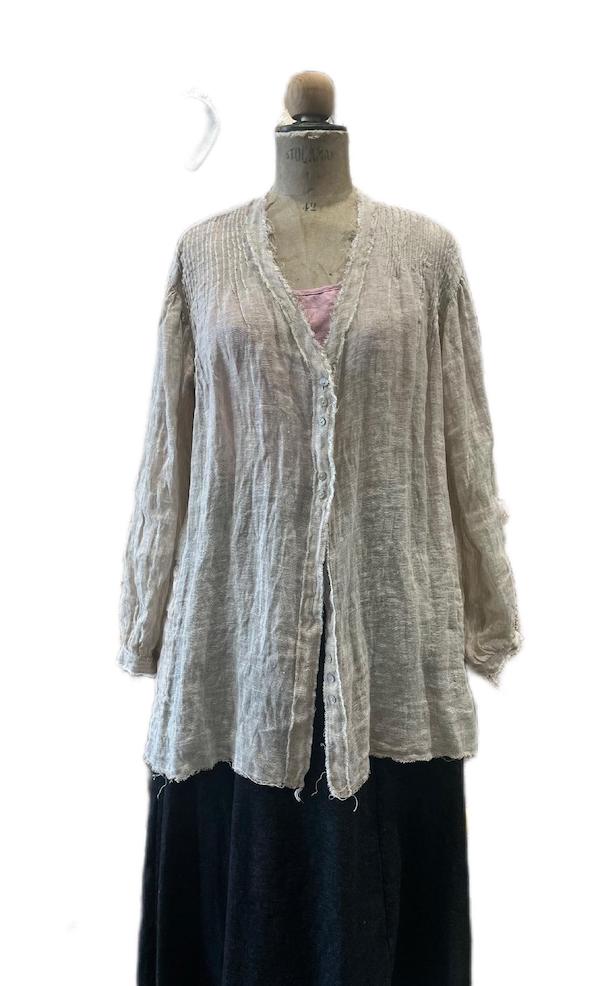Pin-tuck Shirt (Linen Gauze) Natural