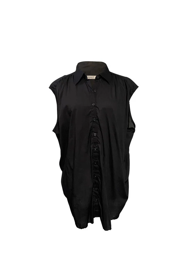 LUCIANA SLEEVELESS SHIRT - BLACK