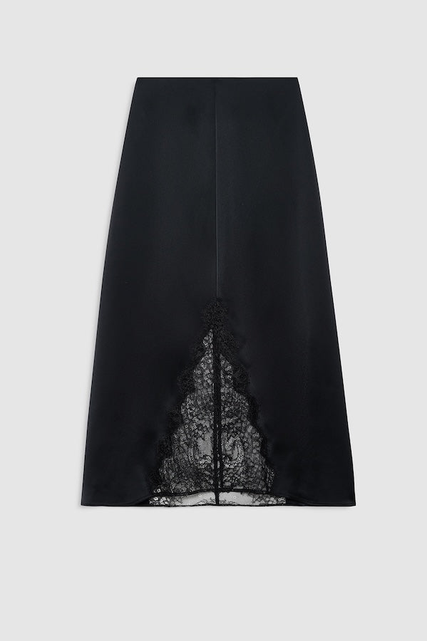 MALOU SKIRT - BLACK AND BLACK LACE