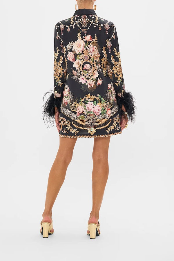 MINI SHIRT DRESS WITH FEATHERS