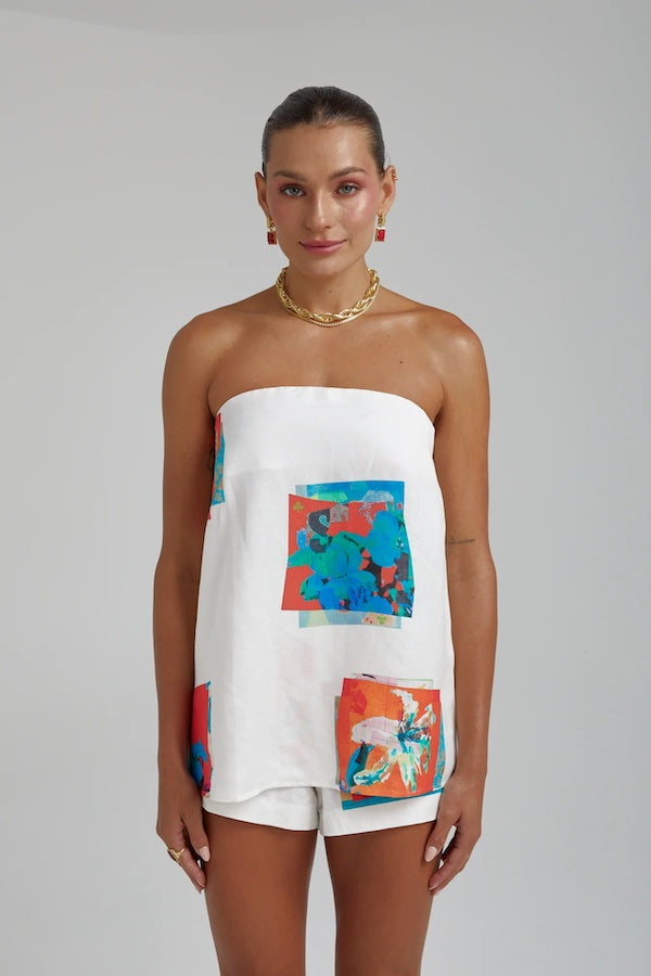 STRAPLESS SHIFT TOP - MONTAGE WHITE