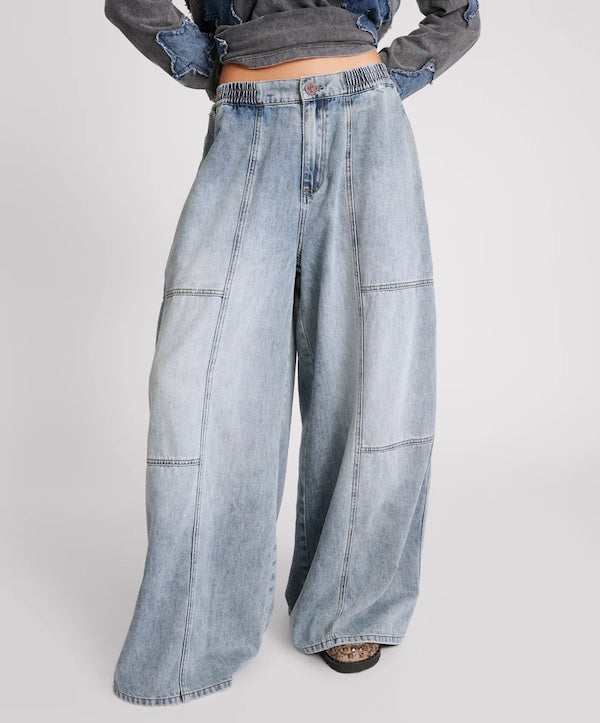 BLUE BLOSSON DENIM PALAZZO PANT