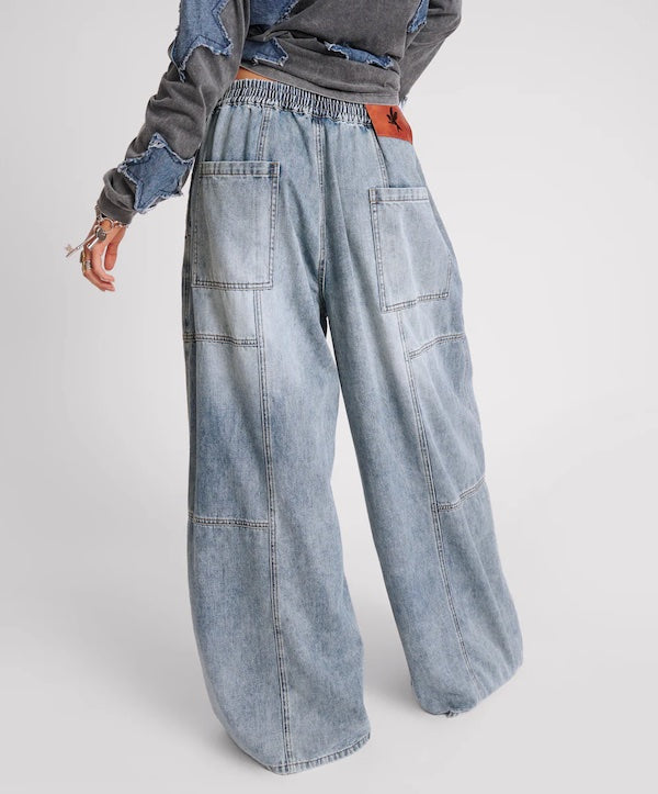 BLUE BLOSSON DENIM PALAZZO PANT