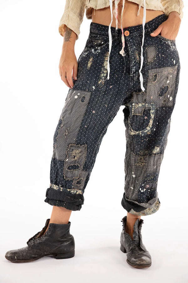 DOT AND FLORAL MINERS PANTS - PANTS 495